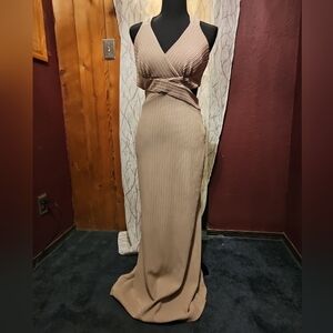 Maria Bonita Body Con Cut Out Maxi Halter Dress Women's size small